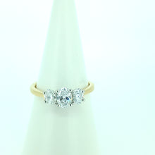 Load image into Gallery viewer, 18kt Yellow Gold - 3 Stone Oval Diamond Engagement Ring