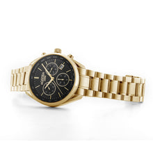 Load image into Gallery viewer, roamer pro chronograph gents gold plated black dial bracelet watch