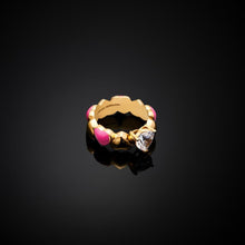 Load image into Gallery viewer, chiara ferragni cuoricino neon ring pink enamel ipg wh cz