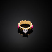 Load image into Gallery viewer, chiara ferragni cuoricino neon ring pink enamel ipg wh cz