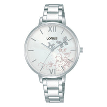 Load image into Gallery viewer, lorus quartz ladies stainless steel silver sunray patterened dial strap watch