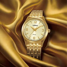Load image into Gallery viewer, lorus quartz ladies gold plated champagne dial bracelet watch