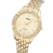 Load image into Gallery viewer, lorus quartz ladies gold plated champagne dial bracelet watch