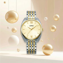 Load image into Gallery viewer, lorus quartz ladies two tone champagne dial bracelet watch