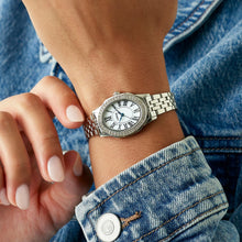 Load image into Gallery viewer, lorus quartz ladies stainless steel stone set white dial bracelet watch