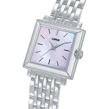 Load image into Gallery viewer, lorus quartz ladies stainless steel pink mop dial bracelet watch