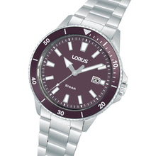 Load image into Gallery viewer, lorus quartz gents stainless steel burgundy bracelet watch