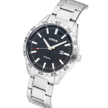 Load image into Gallery viewer, lorus quartz gents stainless steel black dial bracelet watch