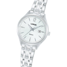 Load image into Gallery viewer, lorus quartz ladies stainless steel white dial bracelet watch