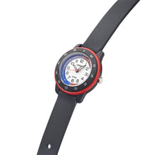 Load image into Gallery viewer, lorus quartz time teacher kids white dial black silicone strap watch