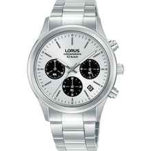 Load image into Gallery viewer, lorus quartz chronograph gents stainless steel white dial bracelet watch