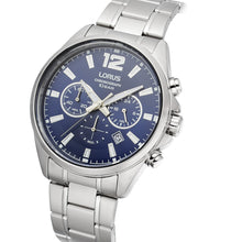 Load image into Gallery viewer, lorus quartz chronogrpah gents stainless steel blue dial bracelet watch