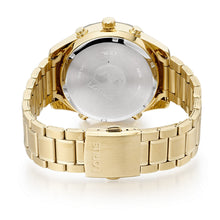 Load image into Gallery viewer, lorus quartz dual time gold plated black dial bracelet watch