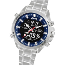 Load image into Gallery viewer, lorus quartz duo display gents stainless steel blue dial bracelet watch