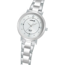 Load image into Gallery viewer, lorus solar ladies stainless steel silver dial bracelet watch