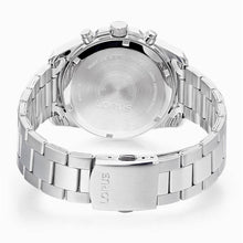 Load image into Gallery viewer, lorus solar chronograph gents stainless steel black dial bracelet watch