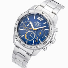 Load image into Gallery viewer, lorus solar chronograph gents stainless steel blue dial bracelet watch