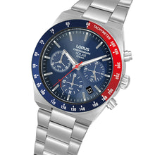 Load image into Gallery viewer, lorus solar chronograph gents stainless steel blue dial bracelet watch