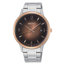 Load image into Gallery viewer, seiko quartz gents two tone brown dial bracelet watch