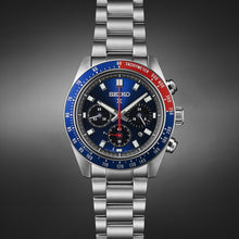 Load image into Gallery viewer, prospex speedtimer 41.4mm solar chronograph blue & red bezel stainless steel bracelet watch