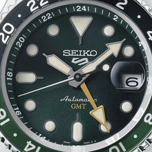 Load image into Gallery viewer, seiko 5 sports skx gmt black & green bezel with a green dial