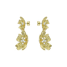 Load image into Gallery viewer, ted baker pettala: flower statement gold tone pearl & crystal drop earrings