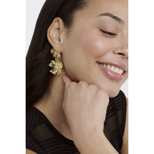 Load image into Gallery viewer, ted baker pettala: flower statement gold tone pearl & crystal drop earrings