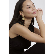 Load image into Gallery viewer, ted baker pettala: flower statement gold tone pearl & crystal drop earrings