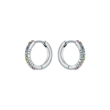 Load image into Gallery viewer, ted baker heplie: crystal hoop earrings (14mm) silver tone, rainbow crystal