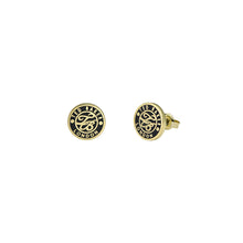 Load image into Gallery viewer, ted baker monlia: monogram button stud earrings gold tone, black
