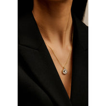 Load image into Gallery viewer, ted baker cherlie: crystal button pendant necklace gold tone, pink, clear crystal