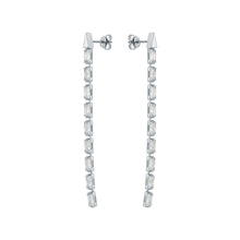 Load image into Gallery viewer, ted baker isalie: crystal baguette slinky drop earrings silver tone, clear crystal