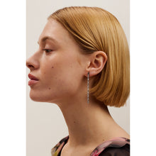 Load image into Gallery viewer, ted baker isalie: crystal baguette slinky drop earrings silver tone, clear crystal