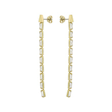 Load image into Gallery viewer, ted baker isalie: crystal baguette slinky drop earrings gold tone, clear crystal