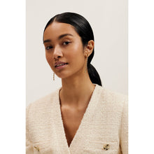 Load image into Gallery viewer, ted baker isalie: crystal baguette slinky drop earrings gold tone, clear crystal