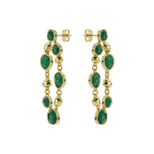 Load image into Gallery viewer, ted baker perial: pebble stone statement drop earrings gold tone, green