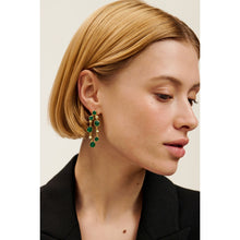 Load image into Gallery viewer, ted baker perial: pebble stone statement drop earrings gold tone, green