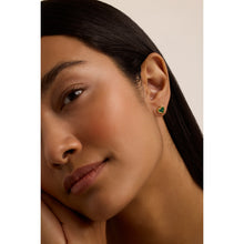 Load image into Gallery viewer, ted baker morlia: monogram heart stud earrings, gold tone, green