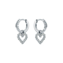 Load image into Gallery viewer, ted baker amora: crystal halo heart huggie earrings silver tone, clear crystal