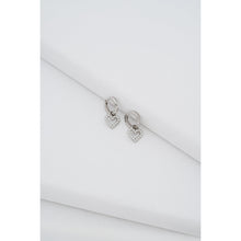Load image into Gallery viewer, ted baker amora: crystal halo heart huggie earrings silver tone, clear crystal