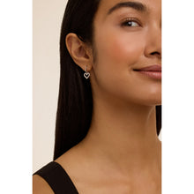 Load image into Gallery viewer, ted baker amora: crystal halo heart huggie earrings silver tone, clear crystal