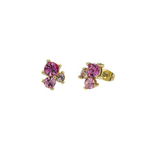 Load image into Gallery viewer, ted baker joyaa: jewel cluster stud earrings, gold tone, pink, clear crystal