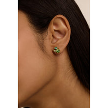 Load image into Gallery viewer, ted baker joyaa: jewel cluster stud earrings, gold tone, green multi crystal