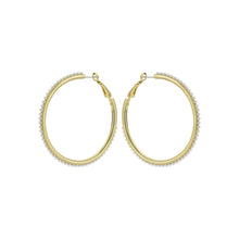 Load image into Gallery viewer, ted baker perla: large pearl hoop earrings, gold tone, pearl