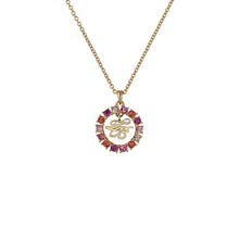 Load image into Gallery viewer, ted baker molli: monogram crystal pendant necklace gold tone