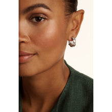 Load image into Gallery viewer, ted baker clarence: crystal cluster hoop earrings silver tone