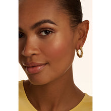 Load image into Gallery viewer, ted baker tiyaa: twisted pearl hoop earrings gold tone
