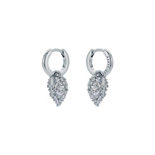 Load image into Gallery viewer, ted baker cherise: crystal cluster heart huggie drop earrings silver tone