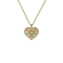 Load image into Gallery viewer, ted baker cherish: crystal cluster heart locket pendant necklace gold tone