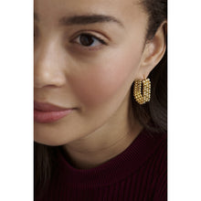 Load image into Gallery viewer, ted baker bollie: crystal bobble gold tone hoop earrings